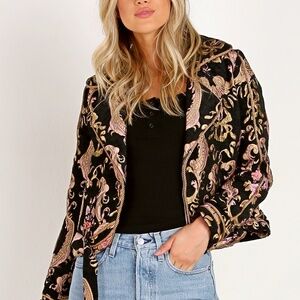 For Love and Lemons Brocade Moto Jacket size small.